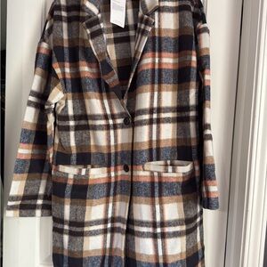 Elegant Plaid Women's Blazer - Black, Brown, White